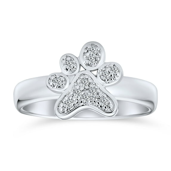 Bling Jewelry Womens Animal Lover Cocktail Statement Ring CZ Pave Pet Paw Print