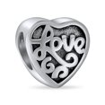 thumbnail image 1 of Bling Jewelry Womens Antique Style Love Heart Charm Bead for Wife Daughter Sterling Silver Bracelet, 1 of 4