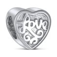 thumbnail image 1 of Bling Jewelry Womens Antique Style Love Heart Charm Bead Sterling Silver Bracelet, 1 of 4