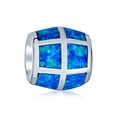 thumbnail image 1 of Bling Jewelry Womens Aqua Blue Opal Inlay Barrel Charm Bead European Bracelet, 1 of 3