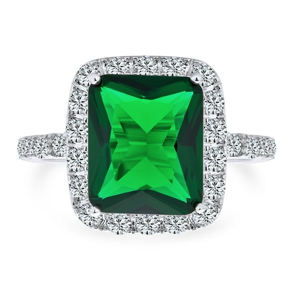 Bling Jewelry Womens Art Deco 10CT Rectangle Solitaire Green CZ Statement Ring