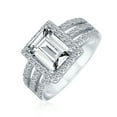 thumbnail image 1 of Bling Jewelry Womens Art Deco 3CT Rectangle CZ Emerald Cut Halo Engagement Ring, 1 of 6