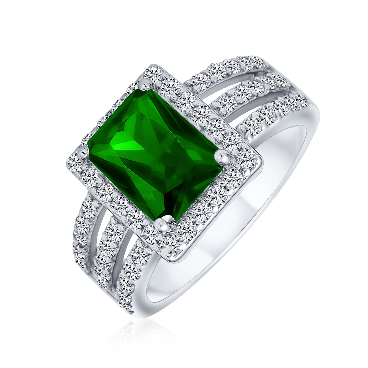 Bling Jewelry Womens Art Deco Style 3CT CZ Emerald Cut Halo Engagement ...