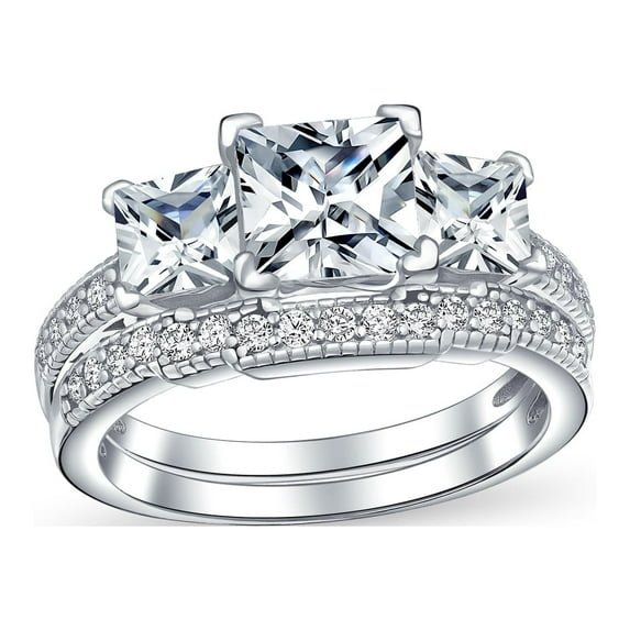 Bling Jewelry Womens Art Deco 3CT Square Princess Cut Cocktail Statement Ring