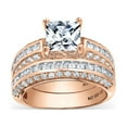 thumbnail image 1 of Bling Jewelry Womens Art Deco Blue Princess Cut Cocktail Statement Ring Rose Gold, 1 of 4