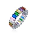 thumbnail image 1 of Bling Jewelry Womens Art Deco Style CZ Cubic Zirconia Baguette Eternity Band Ring Sterling Silver, 1 of 5