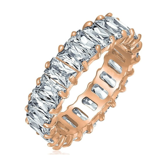 Bling Jewelry Womens Art Deco CZ Emerald Cut Cocktail Statement Ring Silver