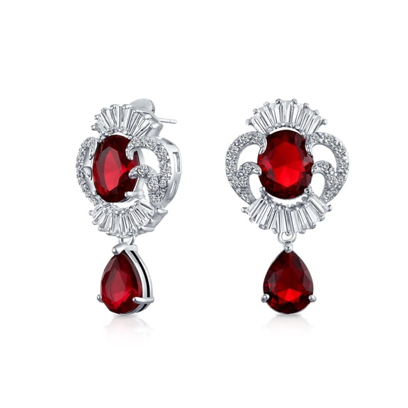 Bling Jewelry Womens Art Deco Cubic Zirconia Dangle Chandelier Earrings Silver