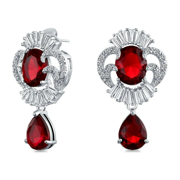 Bling Jewelry Womens Art Deco Cubic Zirconia Dangle Chandelier Earrings Silver