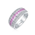 thumbnail image 1 of Bling Jewelry Womens Art Deco Pink Blue CZ Cocktail Statement Ring Silver, 1 of 4