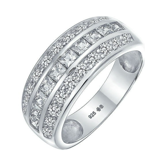 Bling Jewelry Womens Art Deco Pink Blue CZ Cocktail Statement Ring Silver