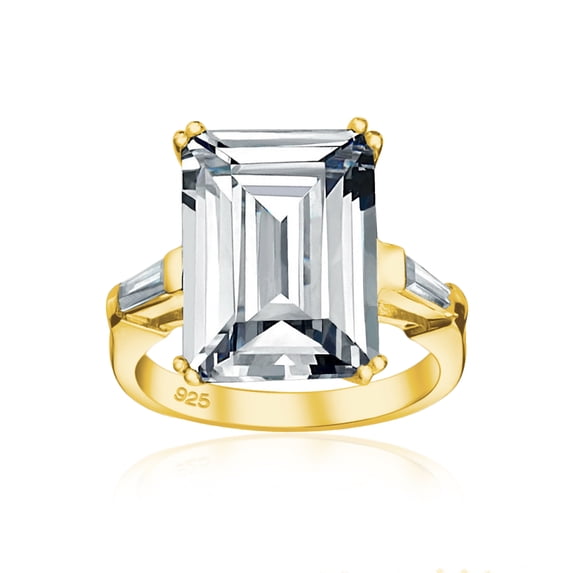 Bling Jewelry Womens Art Deco Style 10CT Emerald Cut Engagement Ring