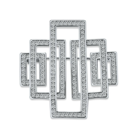 Bling Jewelry Womens  Art Deco Vintage Style CZ Cubic Zirconia Brooche Pin Silver Plated