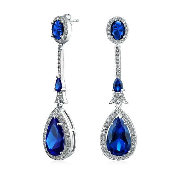 Bling Jewelry Womens Art Deco Dangle Chandelier Earrings CZ Teardrop Gemstone