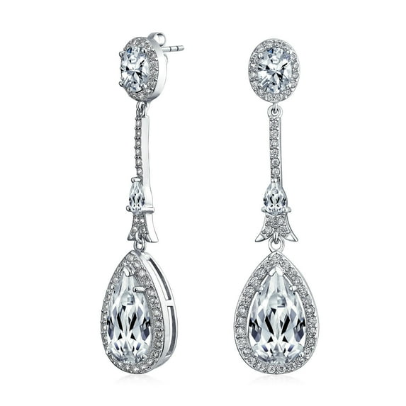 Bling Jewelry Womens Art Deco Dangle Chandelier Earrings CZ Teardrop Gemstone