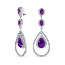 Bling Jewelry Womens Art Deco Wedding Gemstone CZ Dangle Chandelier Earrings
