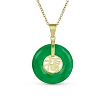 Bling Jewelry Womens Asian Green Jade Disc Pendant Necklace Gold Plated Fu Symbol