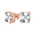 thumbnail image 1 of Bling Jewelry Womens Asscher Cut CZ Stud Earrings in Rose Gold & Sterling Silver, 1 of 6