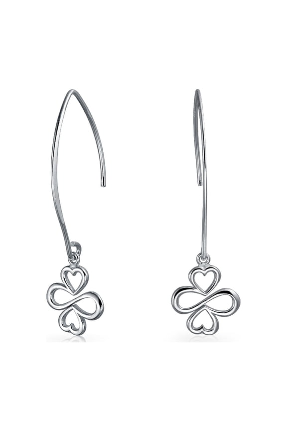 Womens Ayllu Amulet Dangle Earrings Sterling Silver Infinity Clover Threader Design