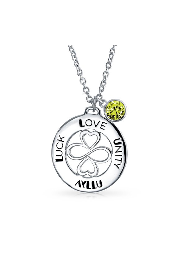 Womens Ayllu Heart Infinity Clover Love Luck Unity Light Green Crystal Pendant Necklace