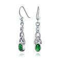 thumbnail image 1 of Bling Jewelry Womens BFF Blue Green Simulated Emerald Love Knot Dangle Earrings, 1 of 4