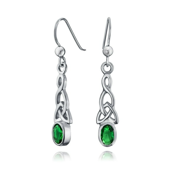 Bling Jewelry Womens BFF Blue Green Simulated Emerald Love Knot Dangle Earrings