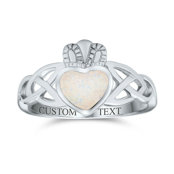 Bling Jewelry Womens Celtic Irish Friendship Silver Ring Created Opal Claddagh