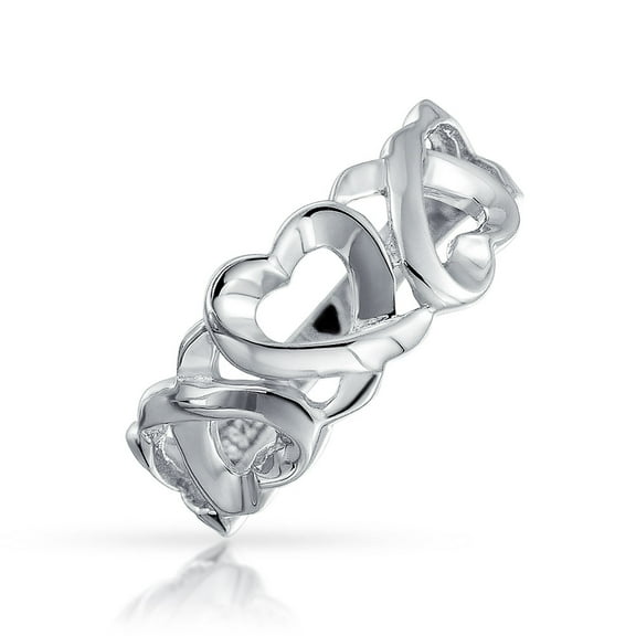 Bling Jewelry Womens Friendship Ring Open Heart Huggies & Kisses XO Eternity Band