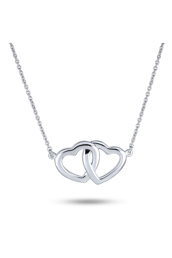 Womens Lover Romantic Couples Interlocking Hearts Pendant Necklace