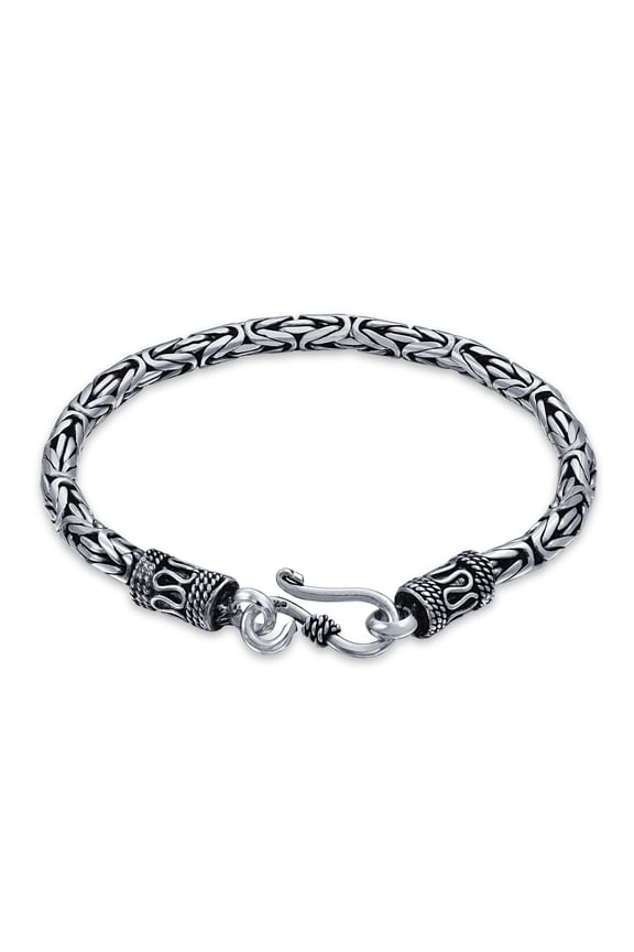 Womens Bali Byzantine Link Bracelet Sterling Silver Hand Crafted In Thailand 8 Inch