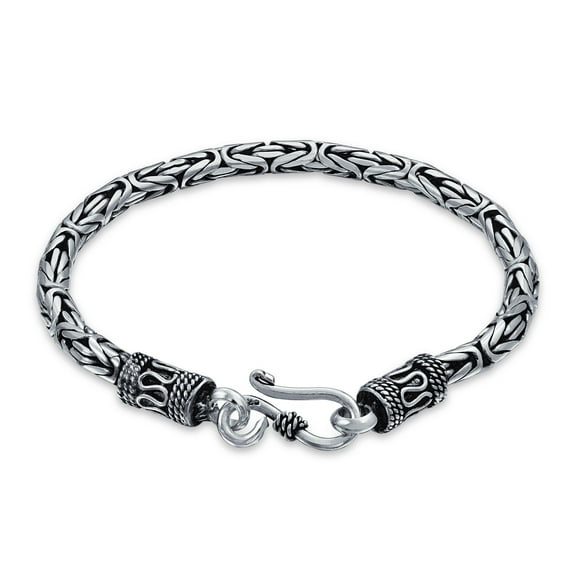 Bling Jewelry Womens Bali Byzantine Link Bracelet Sterling Silver Hand Crafted In Thailand 8 Inch