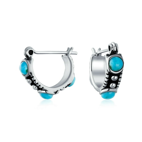Bling Jewelry Womens Bali  CZ Hoop Earrings Turquoise Carnelian Onyx Beads