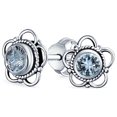 thumbnail image 1 of Bling Jewelry Womens Bali Gemstone Birthstone Flower Stud Earrings Oxidized, 1 of 6
