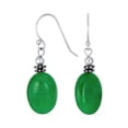 thumbnail image 1 of Bling Jewelry Womens Bali Green Jade Oval Gemstone Drop Earrings .925Sterling Silver, 1 of 4