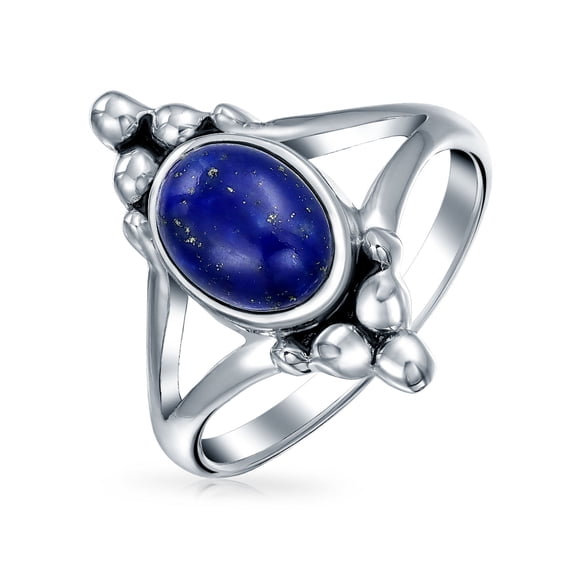Bling Jewelry Womens  Bali Silver Gemstone Ring Lapis Lazuli Split Shank Band