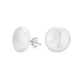 thumbnail image 1 of Bling Jewelry Womens Baroque Irregular Coin Freshwater Pearl Stud Earrings Silver, 1 of 5