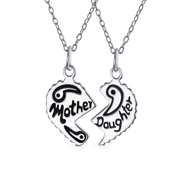 Bling Jewelry Womens Best Friends BFF 2 Pc Split Heart Puzzle Mother Daughter Pendant Necklace Sterling Silver