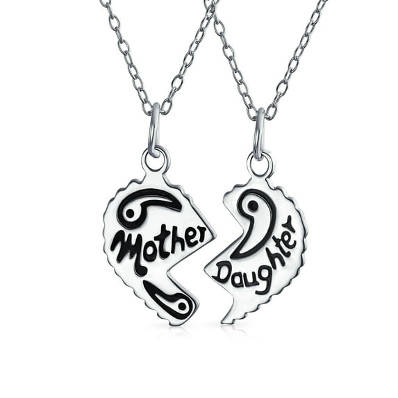 Bling Jewelry Womens Best Friends BFF 2 Pc Split Heart Puzzle Mother Daughter Pendant Necklace Sterling Silver