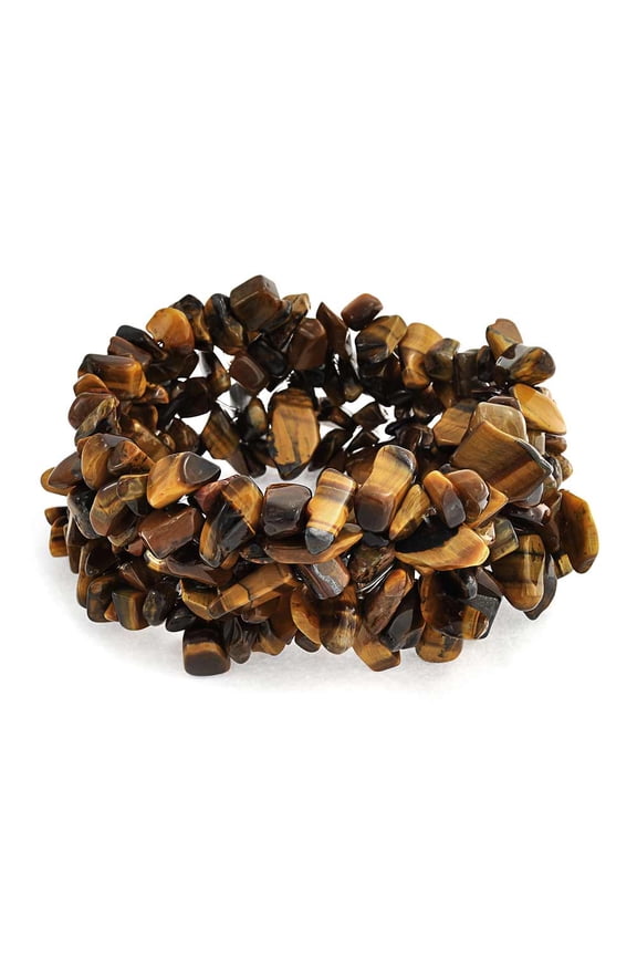 Womens Big Chunky Gemstone Chips Stretch Bracelet Crystal Accents