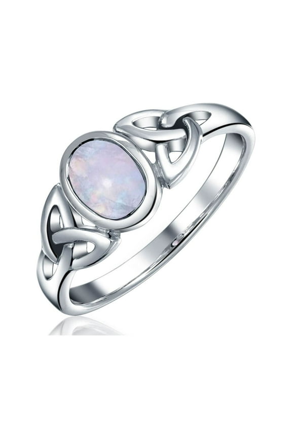Womens Oval Gemstone Celtic Trinity Knot Ring for BFF Sorority Sister Sterling Silver