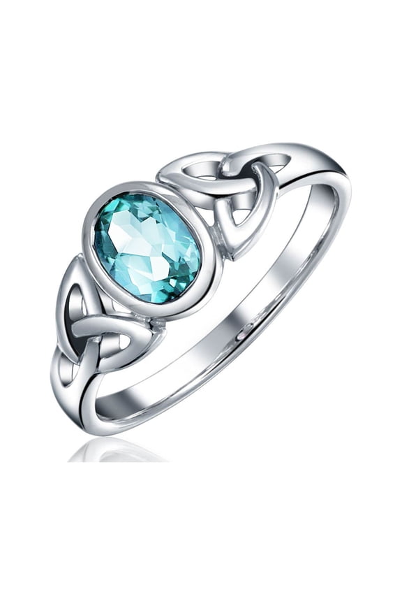 Womens Oval Gemstone Celtic Trinity Knot Ring for BFF Sorority Sister Sterling Silver