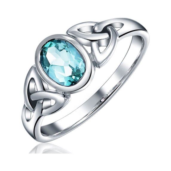 Bling Jewelry Womens Oval Gemstone Celtic Trinity Knot Ring for BFF Sorority Sister Sterling Silver