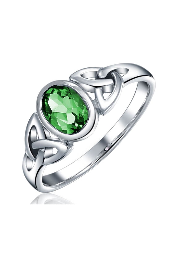Womens Oval Gemstone Celtic Trinity Knot Ring for BFF Sorority Sister Sterling Silver