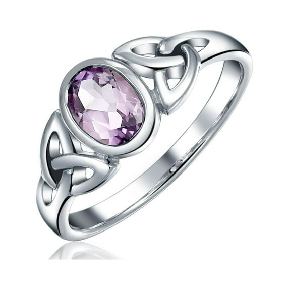 Bling Jewelry Womens Oval Gemstone Celtic Trinity Knot Ring for BFF Sorority Sister Sterling Silver