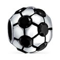 thumbnail image 1 of Bling Jewelry Womens Black CZ Soccer Ball Mom Football Player Charm Bead Silver, 1 of 4