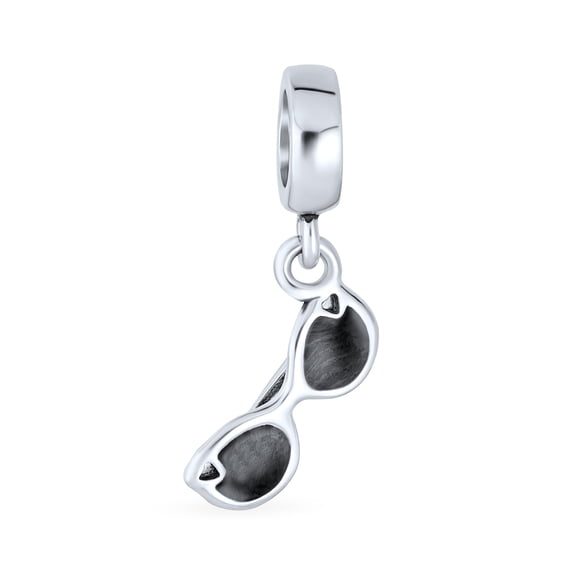 Bling Jewelry Womens Black Beach Sunglass Dangle Charm Bead for Bracelet .925 Sterling Silver