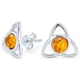 thumbnail image 1 of Bling Jewelry Womens Black Onyx Amber Gemstone Trinity Knot Stud Earrings Silver, 1 of 4