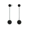 thumbnail image 1 of Bling Jewelry Womens Black Red White Crystal Pave Disco Ball Long Dangle Earrings in Sterling Silver, 1 of 4