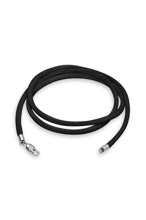 Womens Black Silk Necklace Pendant Cords Sterling Silver 14 -36 Inch