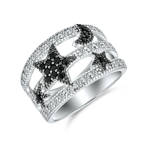 Bling Jewelry Womens Pave CZ Cocktail Statement Ring Silver Plated Celestial Band
